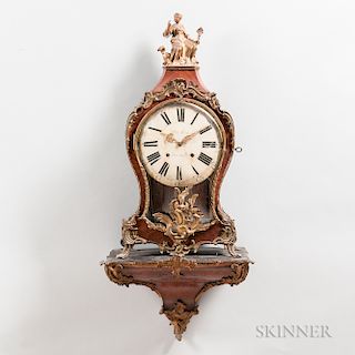 Unusual Swedish Rosewood Veneered Boulle Clock and Pedestal