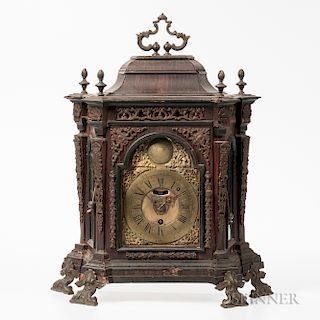 Early Italian Rosewood Veneered Alarm Table Clock