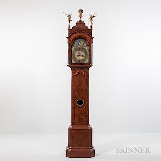 Dutch Burl Walnut Veneered Longcase Clock