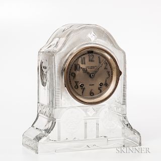 Rare Chelsea Etched Glass Mantel Clock