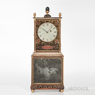 Aaron Willard Federal Painted and Stencil-decorated "Bride's" Shelf Clock