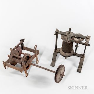 Two 18th/19th Century Iron Clock Jacks or Spits.  Estimate $100-200