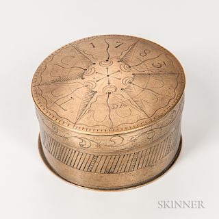 Clockmaker Daniel Steward's Engraved Brass Container or Box