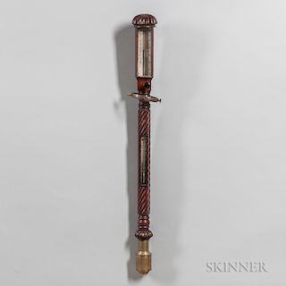 19th Century Gimbaled Mahogany Mercury Stick Barometer