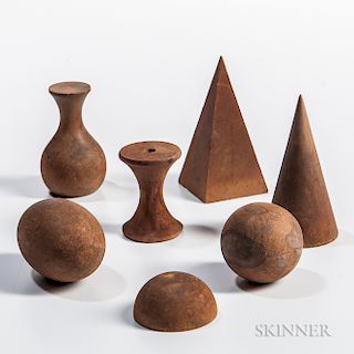 Set of Seven Wooden Geometric Solids