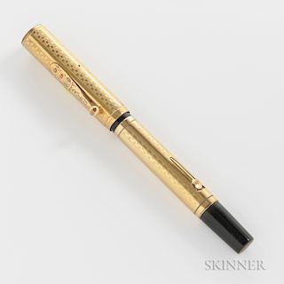 Waterman's "0552" 18kt Gold-filled Gothic Overlay Fountain Pen