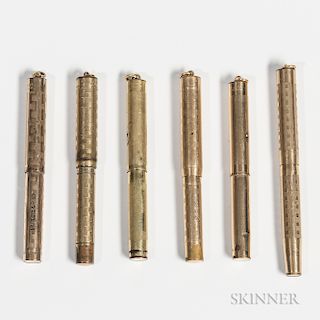 Six Gold-filled Ring-top User or Parts Pens