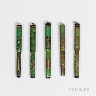 Five Jade Ring-top Fountain Pens