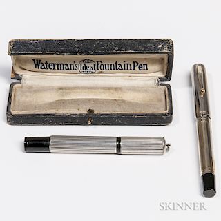 Two Metal Overlay Fountain Pens