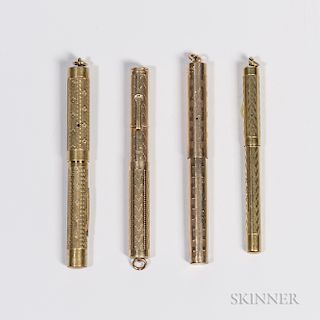 Four "Mini" Gold-filled Fountain Pens