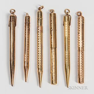Six Conklin Gold-filled Writing Instruments
