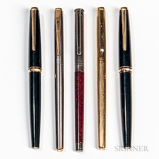 Five Montblanc Cartridge-filler Fountain Pens