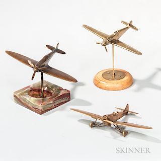 Three Brass Airplane Aviation Models