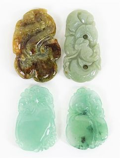 Four Chinese Hand Carved Jade Toggle Pendants