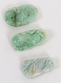 Three Chinese Carved White Jade Toggle Pendants