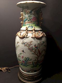 ANTIQUE Chinese Famille Rose vase Lamp, 19th century