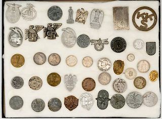 German WWII Tinnies and Coins, Lot of Forty-Five 