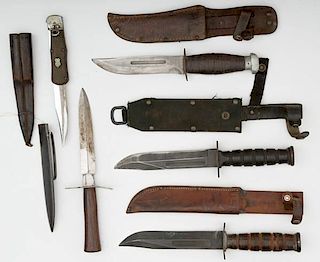 WWI and WWII Fighting Knives, Lot of Five 