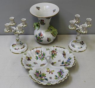 HEREND. Grouping of Porcelain Items.