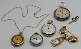 JEWELRY. Gold Pocket Watch Grouping.