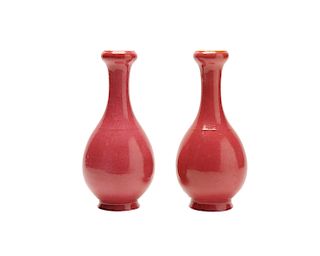 Pair of Chinese Raspberry Porcelain Vases, early 20th century