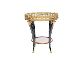 Neoclassical Gilt Bronze and Fruitwood Mirrored Top Side Table, late 19th century