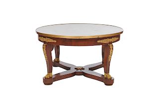 Empire Style Ormolu Mounted Marble Top Circular Low Table, early 20th century