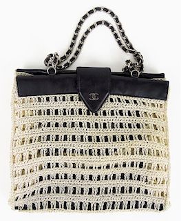 Chanel Tweed Open Knit Summer Shoulder Bag Tote
