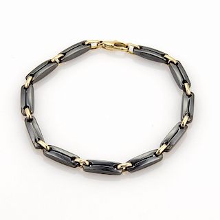 Cartier 18k Gold & Hematite Long Bar Link Bracelet