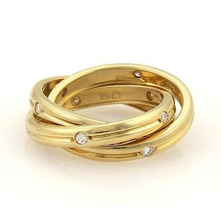 Cartier Trinity Diamonds 18k Gold 3 Band Ring