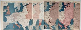 World War II, Collection of 40 Maps Issued by the O.S.S. Regarding the European Fronts 