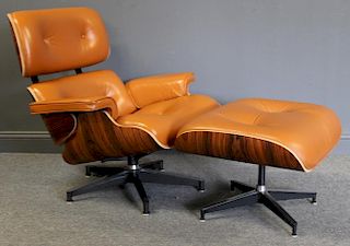 Vintage & Quality Eames Style Leather Upholstered