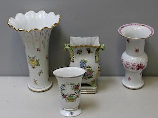 HEREND. 4 Signed Porcelain Vases.