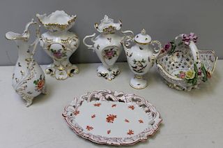HEREND. Grouping of 5 Assorted Porcelains.