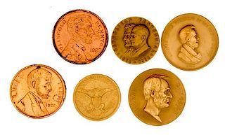 Bronze Lincoln Table Medals, Lot of Six 