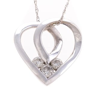 A Lady's 14K Open Heart Diamond Pendant