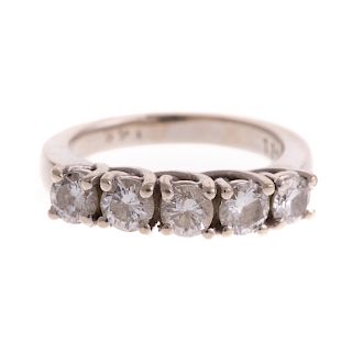A Lady's Diamond Shared Prong Band in Gold