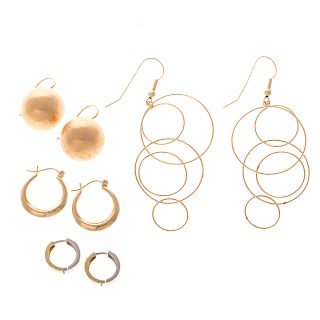 A Collection of Lady's Earrings in 14K & 18 K Gold
