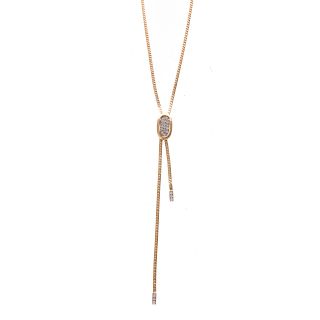 A Lady's Pave Diamond 14K Bolo Zipper Necklace