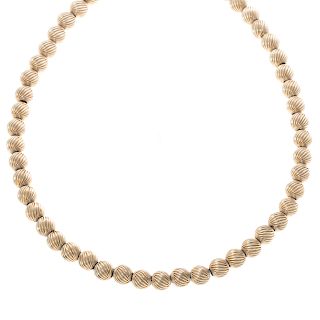A Lady's 14K Textured Beaded Necklace