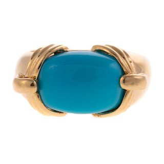 A Lady's Sleeping Beauty Turquoise Ring in 18K