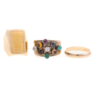 A Trio of Lady's Rings in Gold