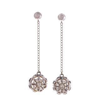 A Pair of Lady's Diamond Dangle Earrings