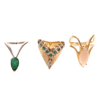 A Trio of Lady's Gemstone Rings in Gold