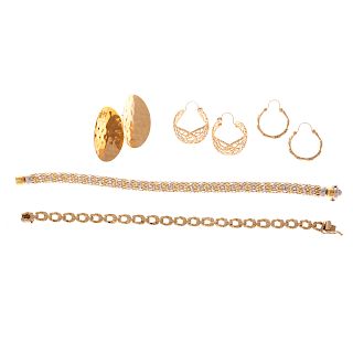 A Collection of 14K Bracelets and Earrings