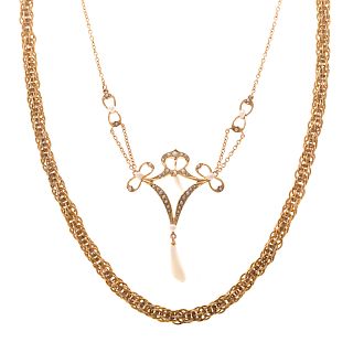 A Pair of Lady's Gold Vintage Necklaces