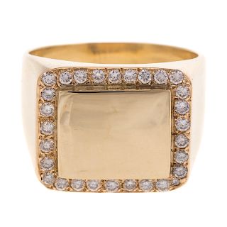 A Gent's 18K Diamond Signet Ring