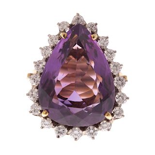 A Lady's Amethyst & Diamond Cocktail Ring in 14K