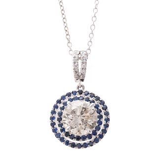 A Lady's 2.66ct Diamond Pendant with Sapphires