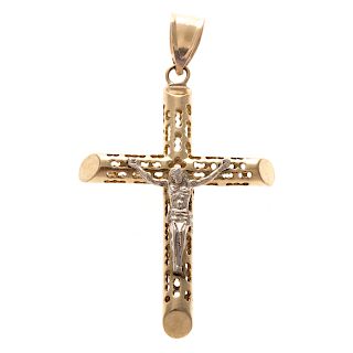 A Lady's 14K Two Toned Crucifix Cross Pendant